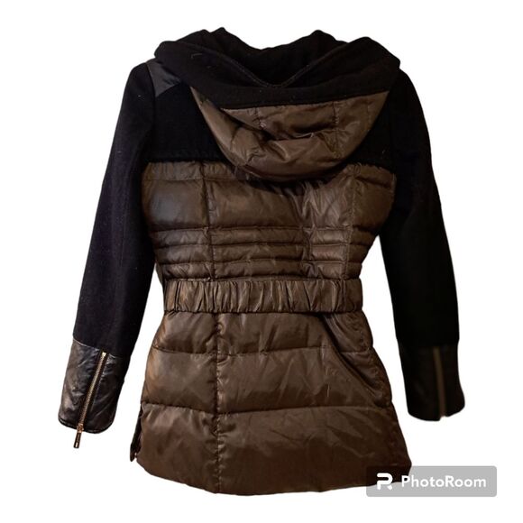 Kenneth Cole Faux Leather Quilted Shacket with an Adjustable Hood - Sz M - Picture 2 of 15